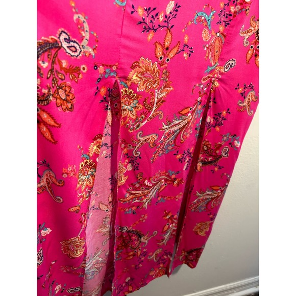 Wonderly Women’s Hot Pink Floral Paisley Double Slit Maxi Tank Dress S - Picture 5 of 14